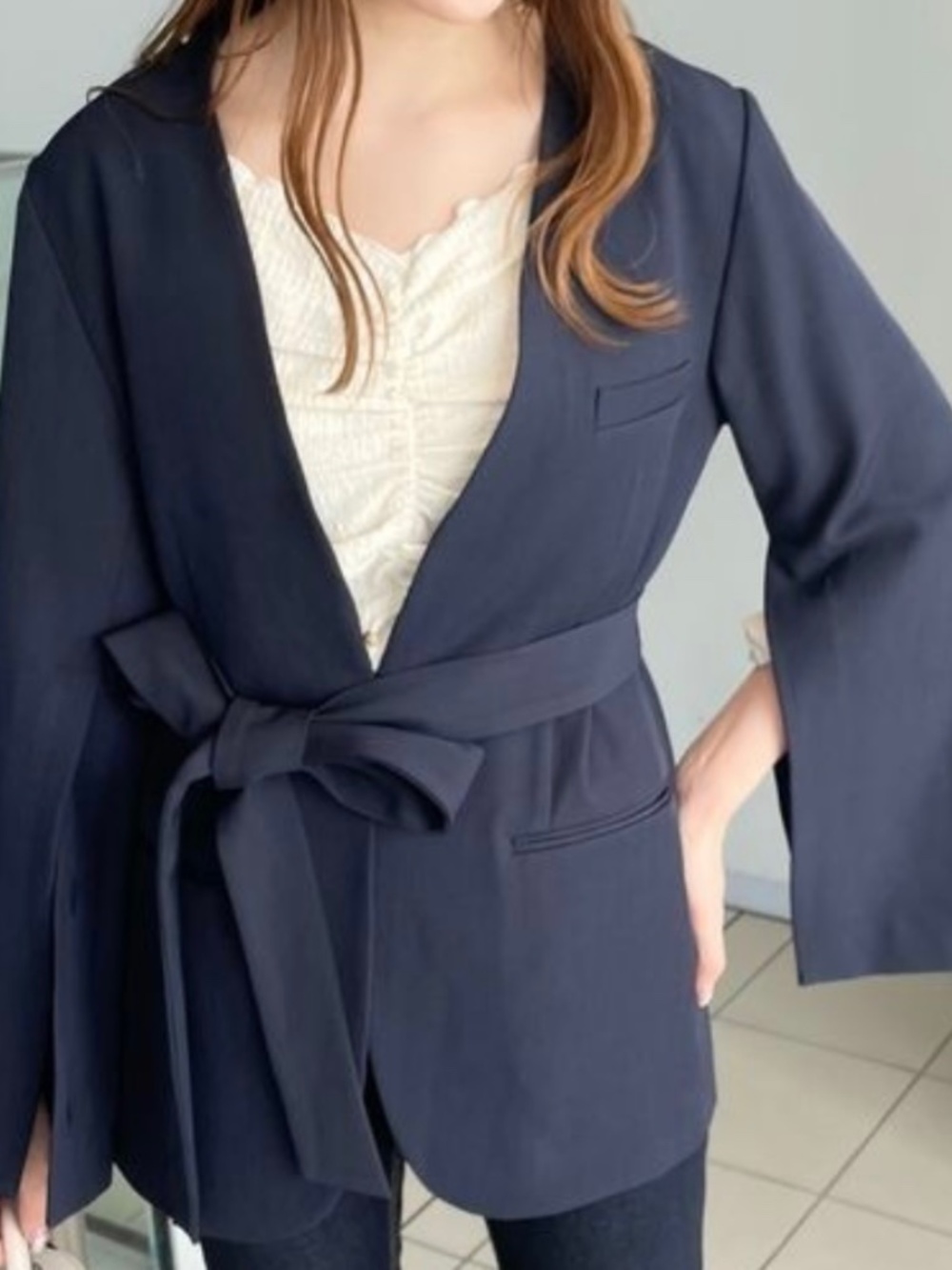 Mysty Woman Navy Blazer Jacket – One Size Japanese brand